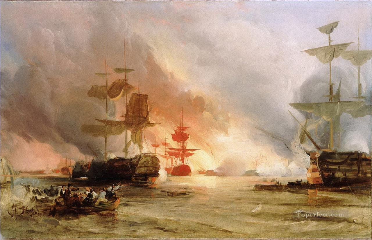 The Bombardment of Algiers 1816 by George Chambers Senior warships Oil Paintings